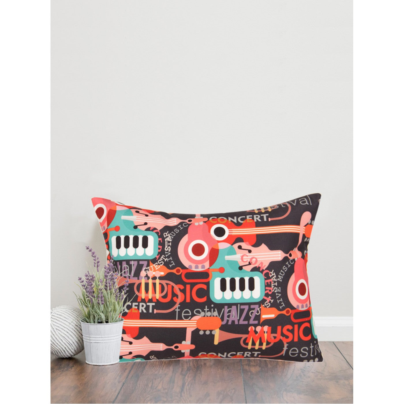 Symphonic Charm: 14x14 Inch Music Themed Printed Cushion Cover