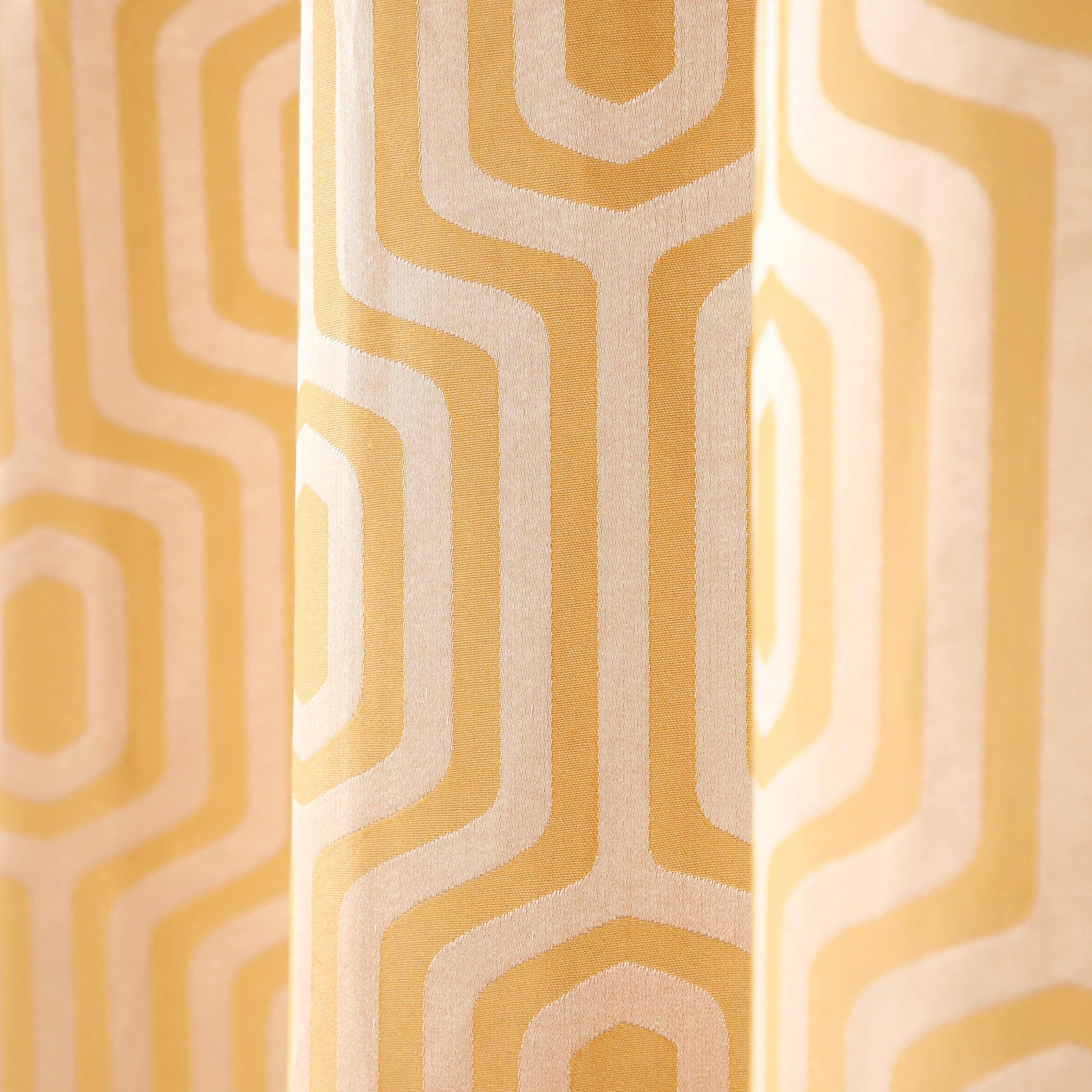Cotton Jacquard Geometric Design Mustard Curtain