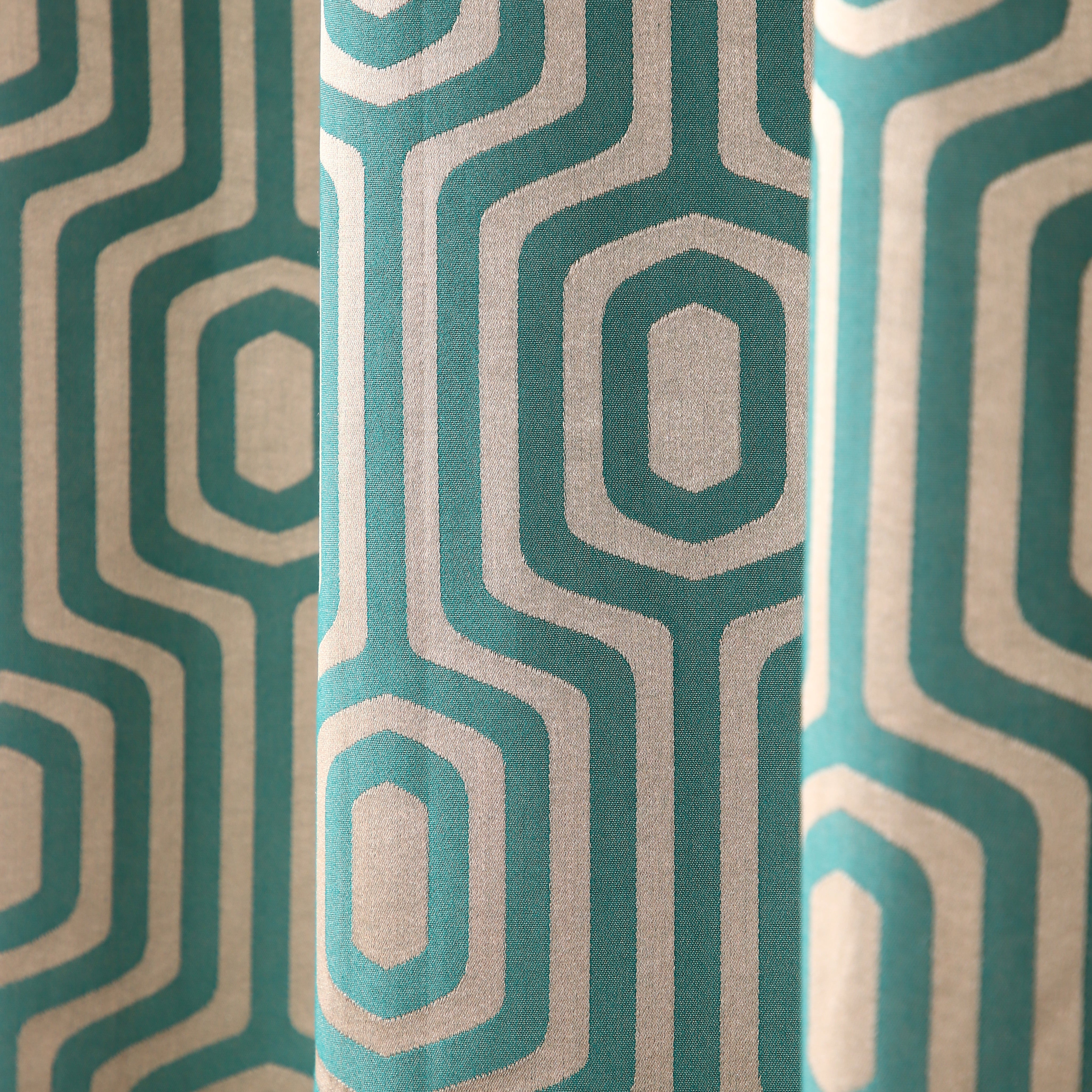 Cotton Jacquard Geometric Self Design Green Curtain