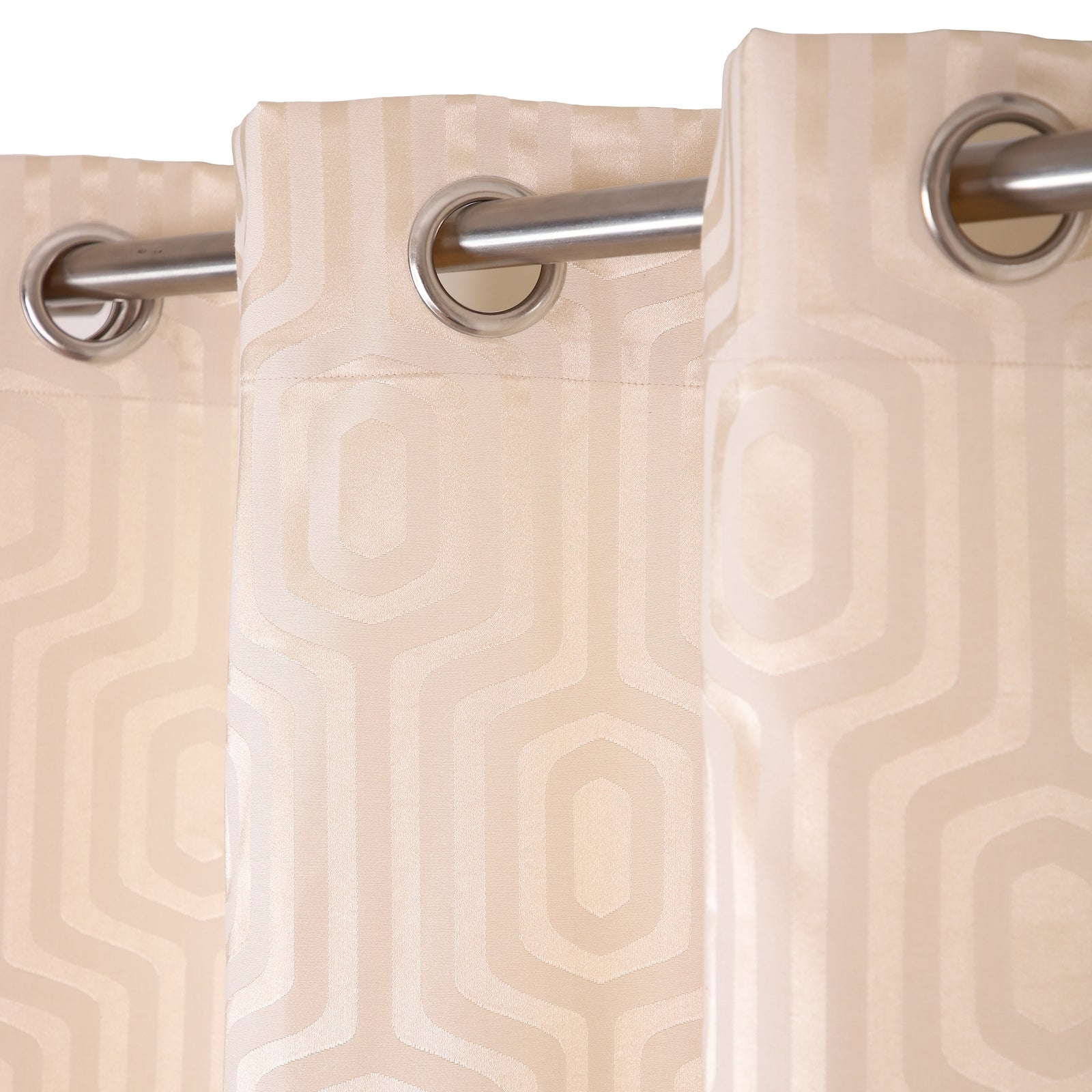 Cotton Jacquard Geometric Self Design Ivory Curtain