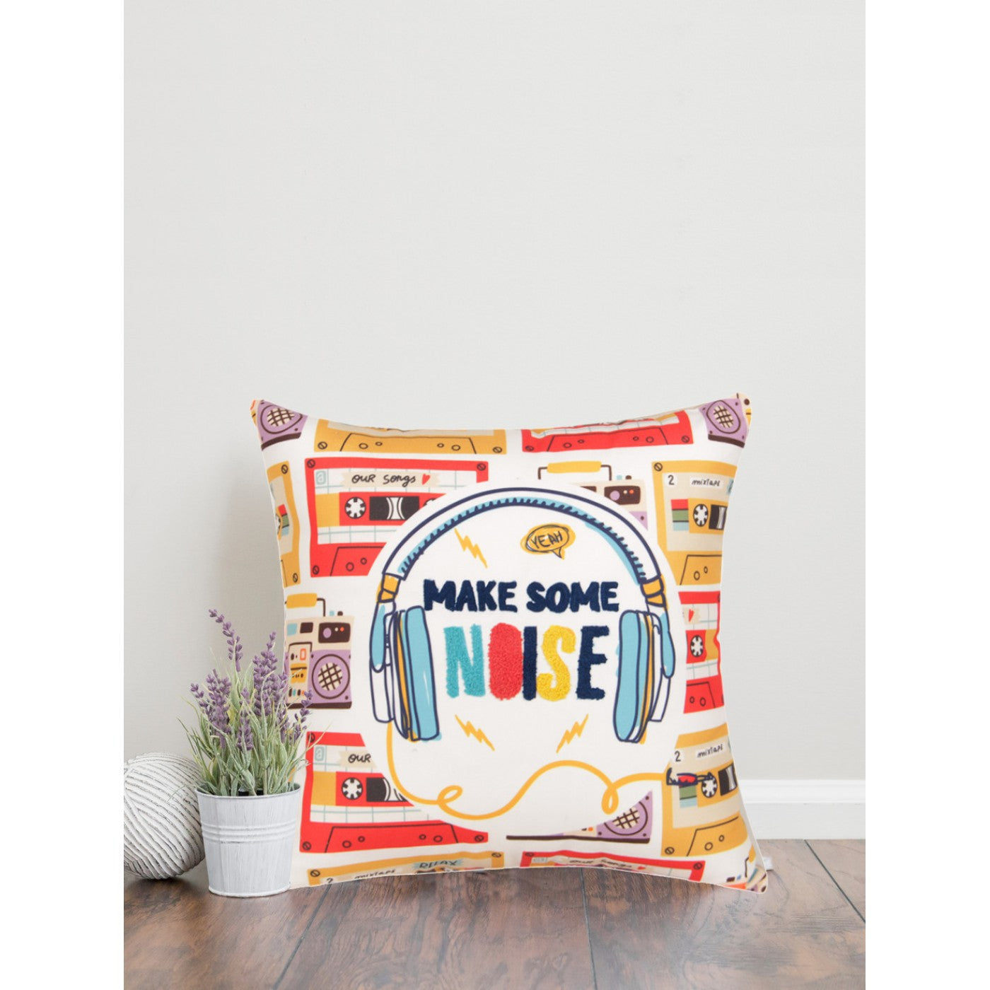 Melodic Harmony: 16x16 Inch Music-Themed Printed & Embroidered Cushion Covers