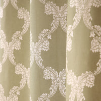 Cotton Jacquard Heavy Fabric Grommet Self Design Green Curtain