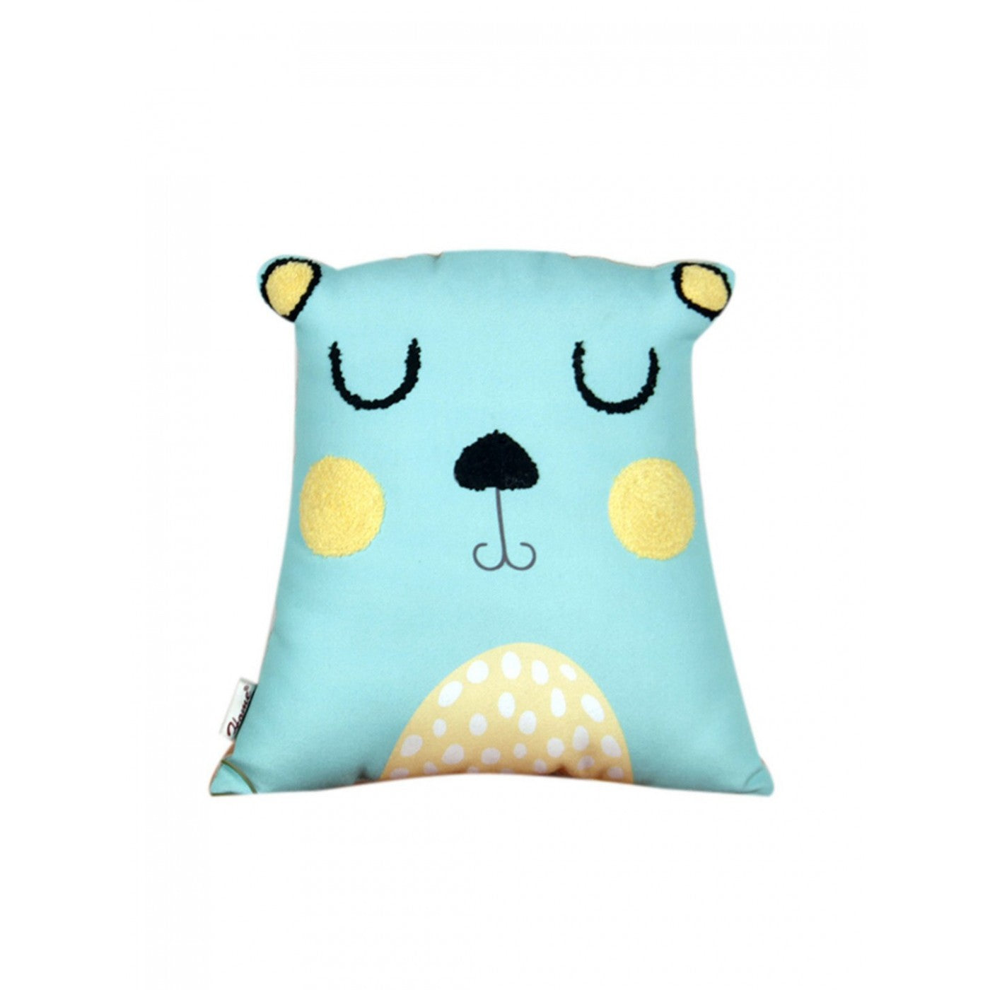 Blue Bear Bliss Embroidered Bear-Shaped Cushion for Snuggly Adventures