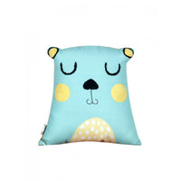 Blue Bear Bliss Embroidered Bear-Shaped Cushion for Snuggly Adventures