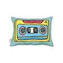 Mixtape-Inspired Stuffed Cushion with Intricate Embroider