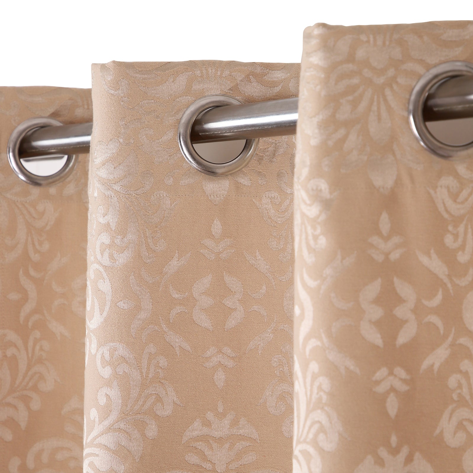 Cotton Jacquard Heavy Fabric Grommet Self Design Gold Curtain