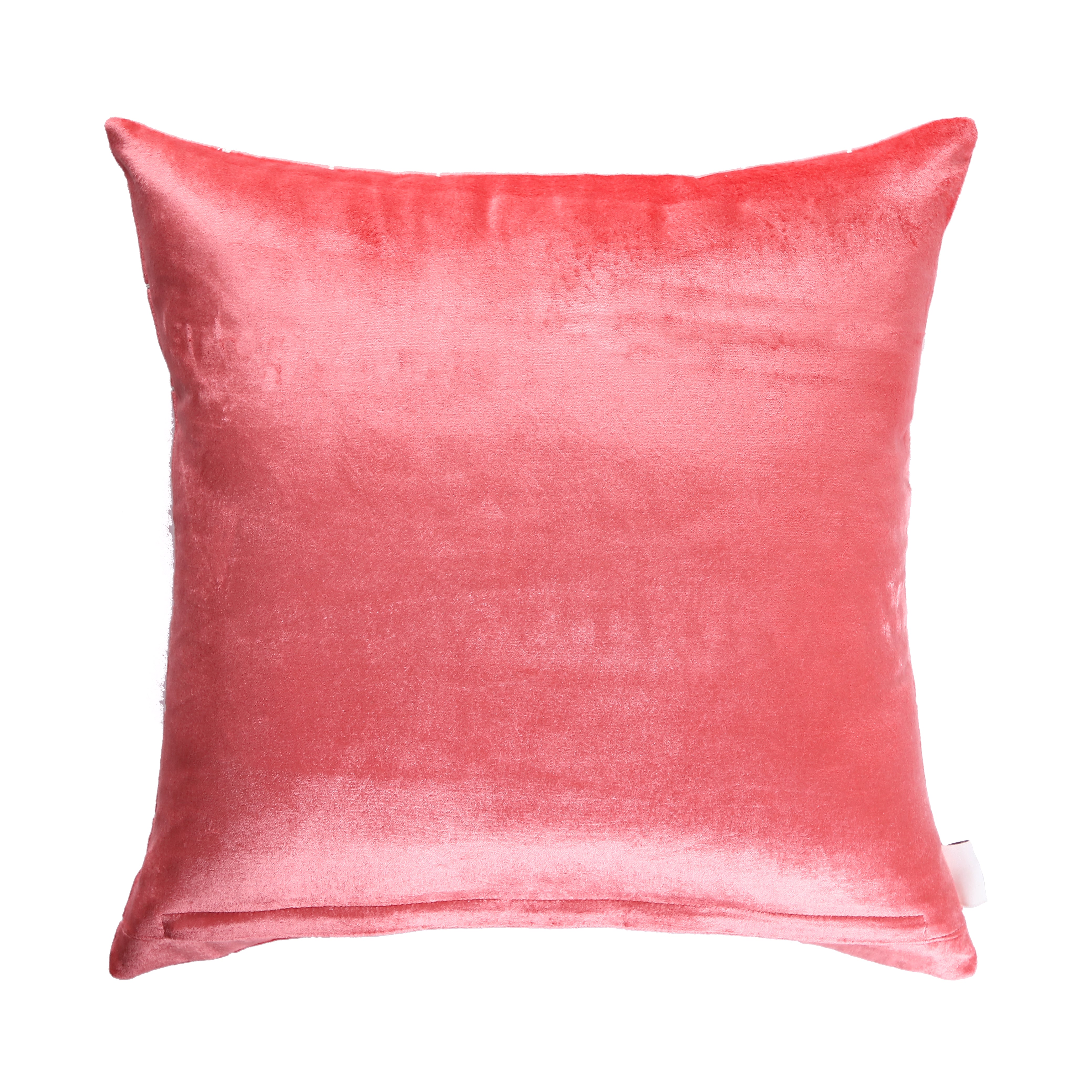 Glam Check Pink Peach Velvet Cushion Cover