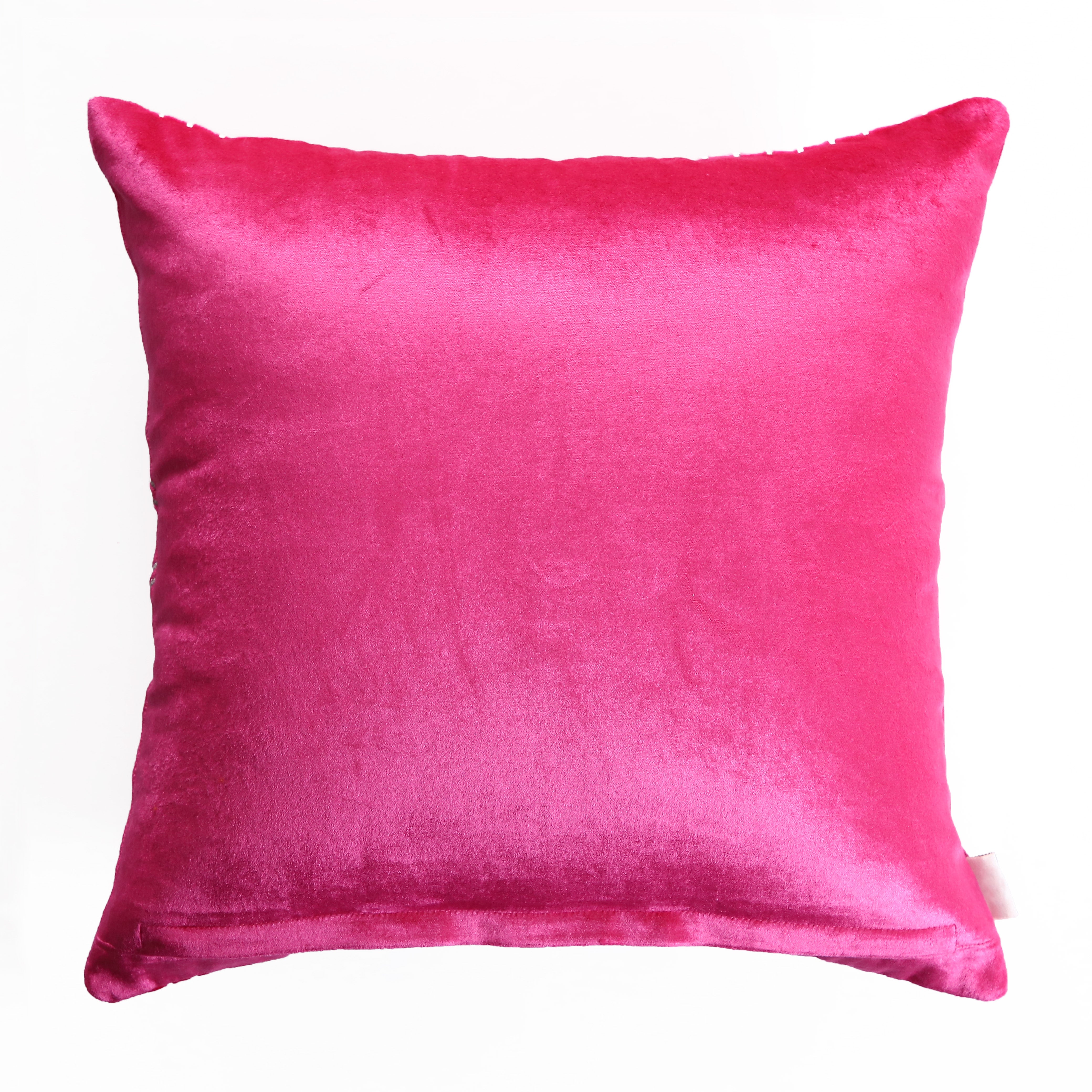 Fuchsia Fusion Cord Embroidery 16x16 Inches Cushion Cover