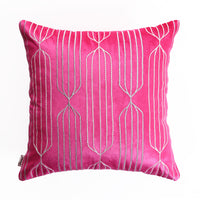 Fuchsia Fusion Cord Embroidery 16x16 Inches Cushion Cover