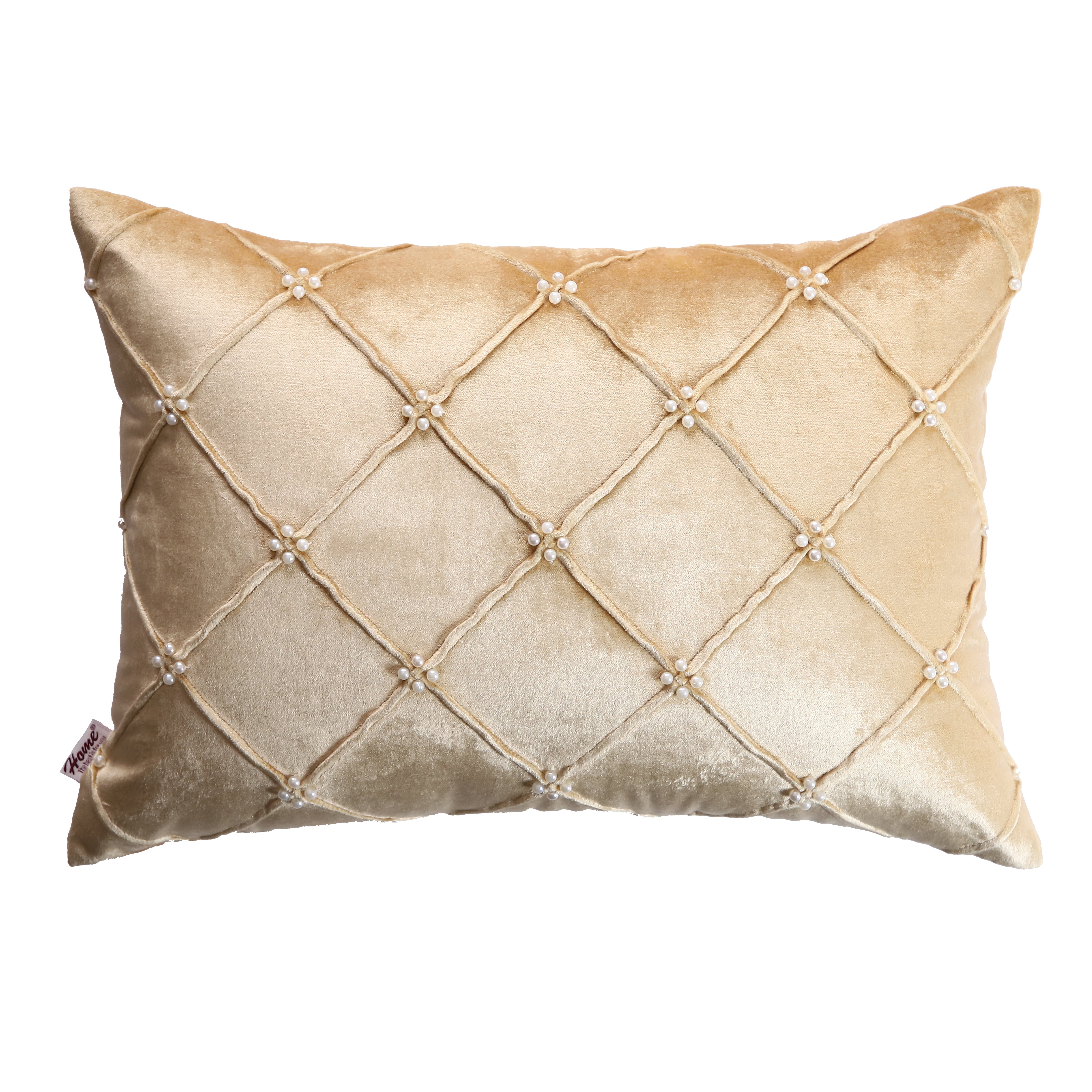 Gold Radiance Embossed Diamond Lumbar 14x20 Inch Velvet Viscose Cushion Cover