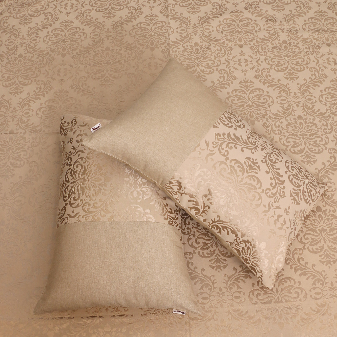 Elegance Damask Cotton Jacquard Bed Cover Set with Matching Pillow Covers