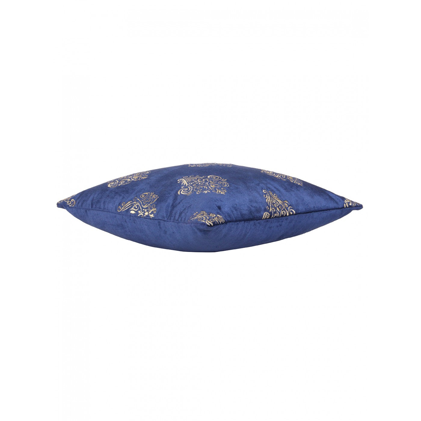 Blue Embroidred Velvet Cushion Cover 16x16 Inch