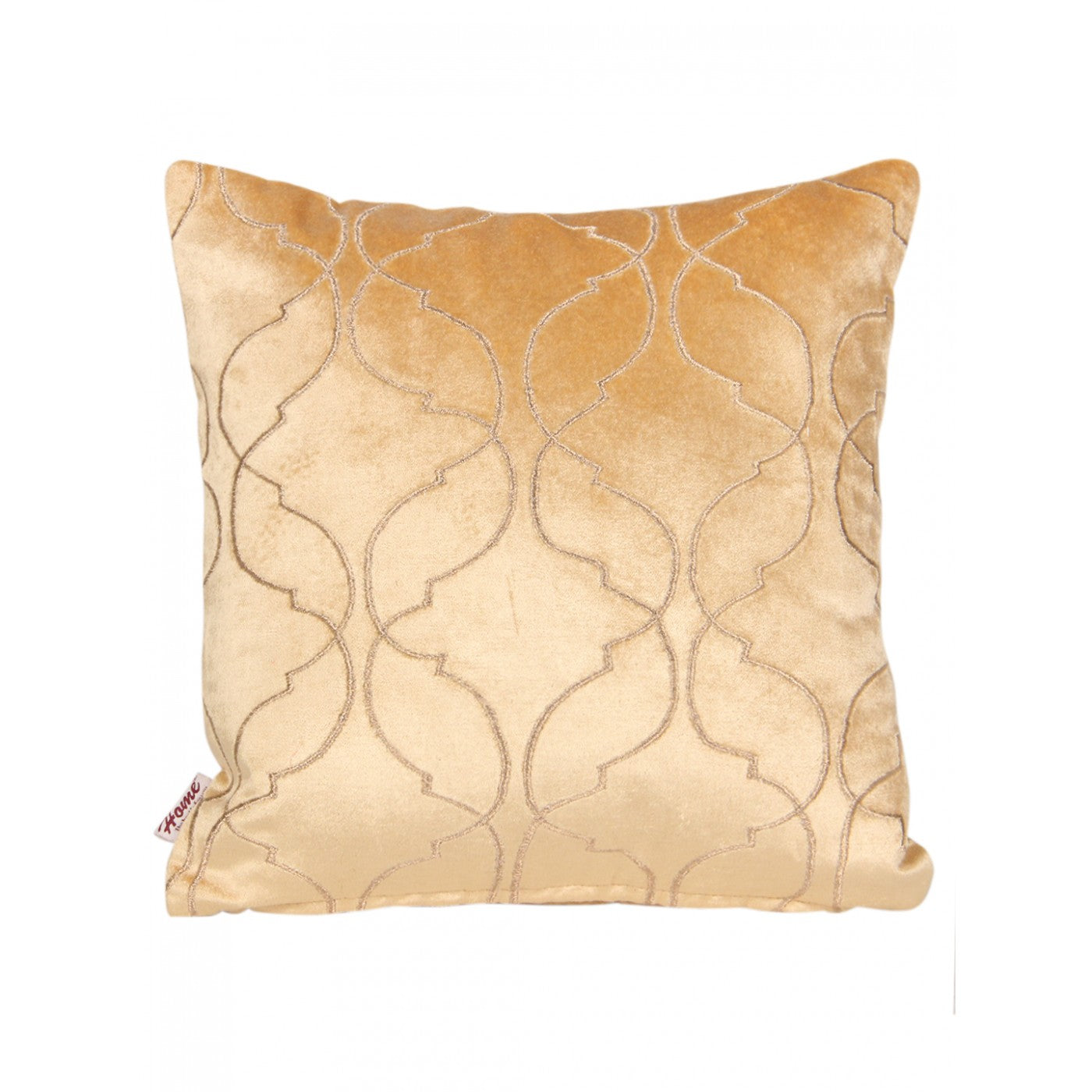 Beige Bliss 12x12 Inch Cross Ogee Velvet Cushion Cover