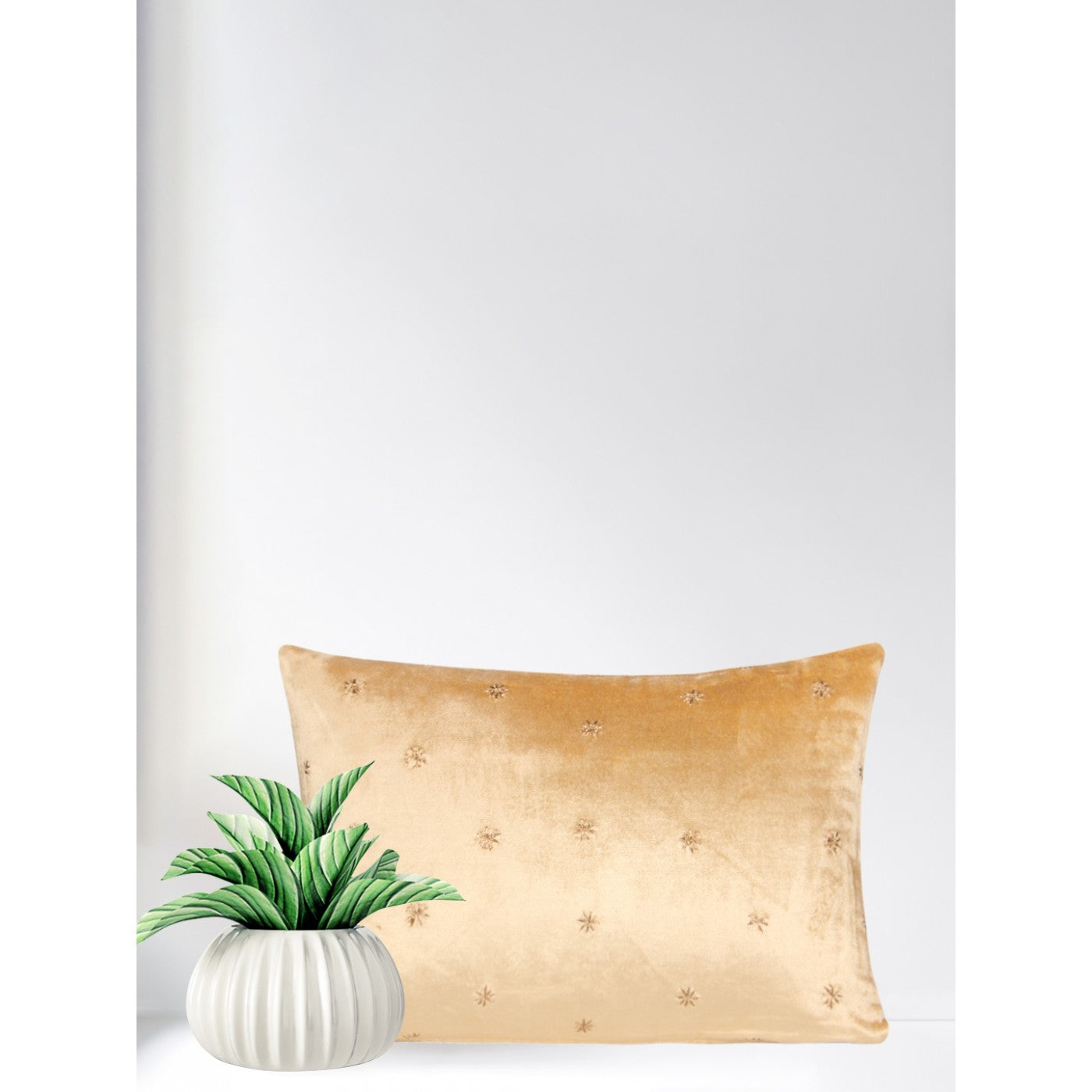 Sand Dune Serenity: 12x18 Inch Beige Velvet Cushion Cover