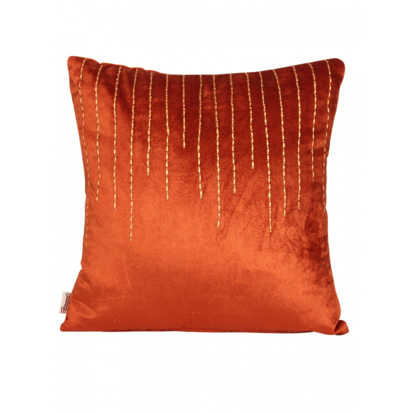 Amber Luxe: 16x16 Inch Orange Velvet Cushion Cover