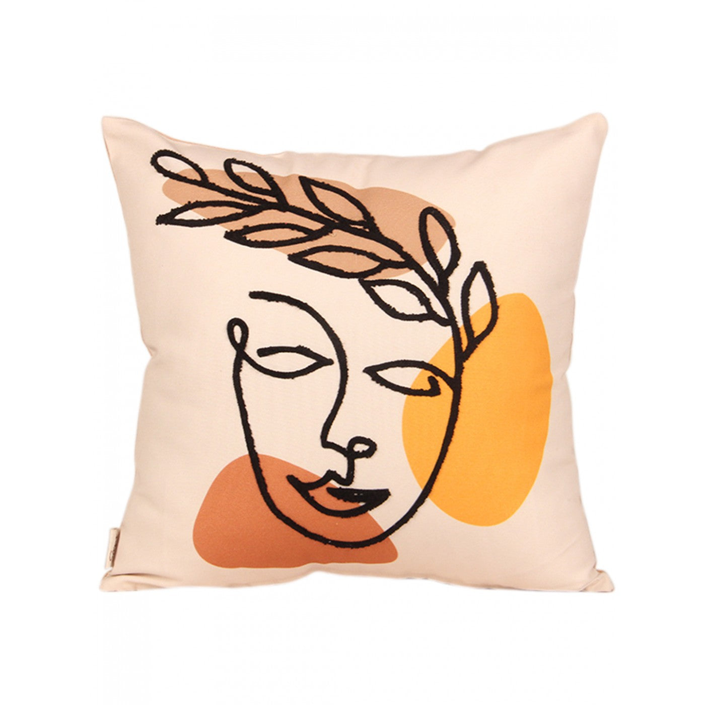 16x16 Inch Cushion Cover with Embroidered Face Art Print