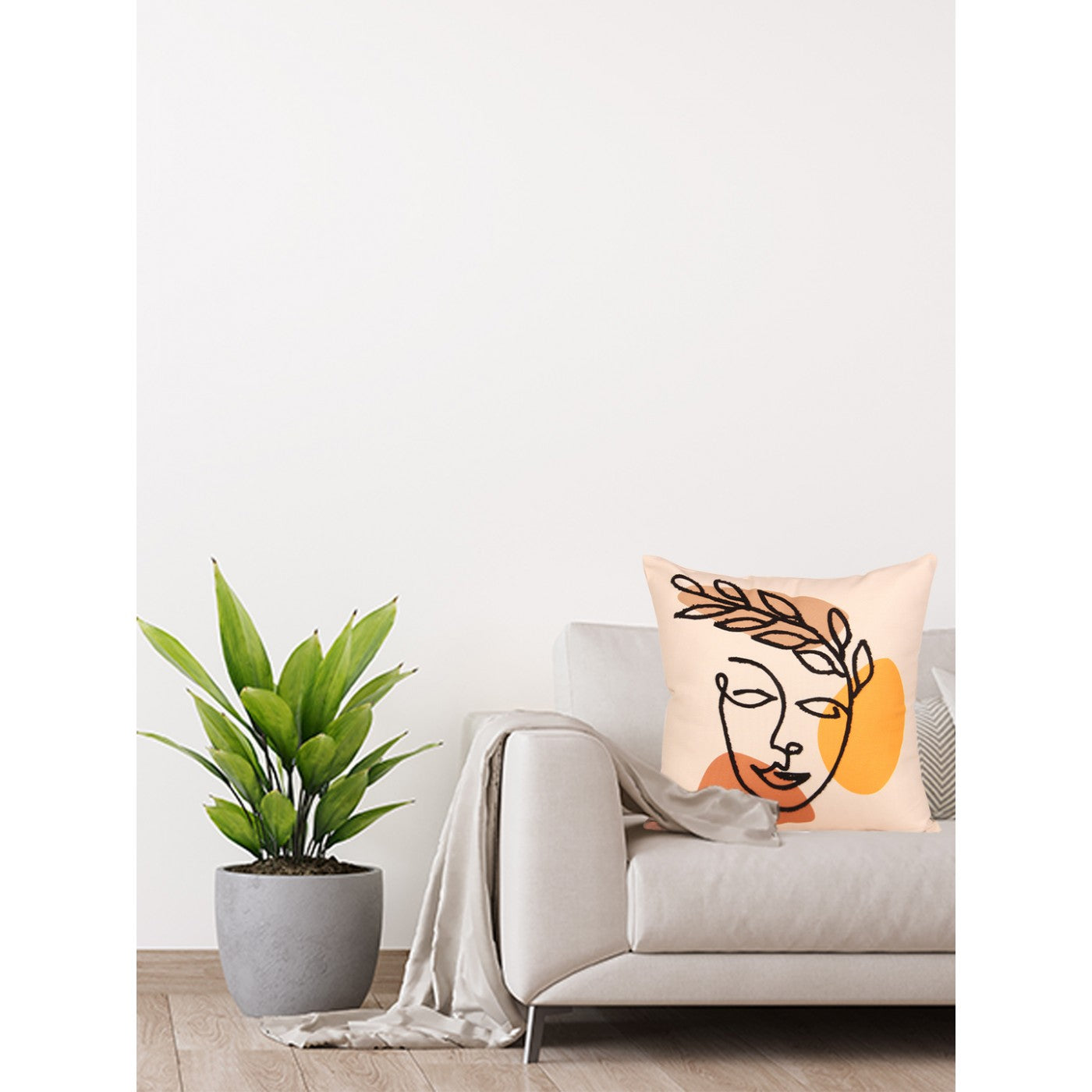 16x16 Inch Cushion Cover with Embroidered Face Art Print