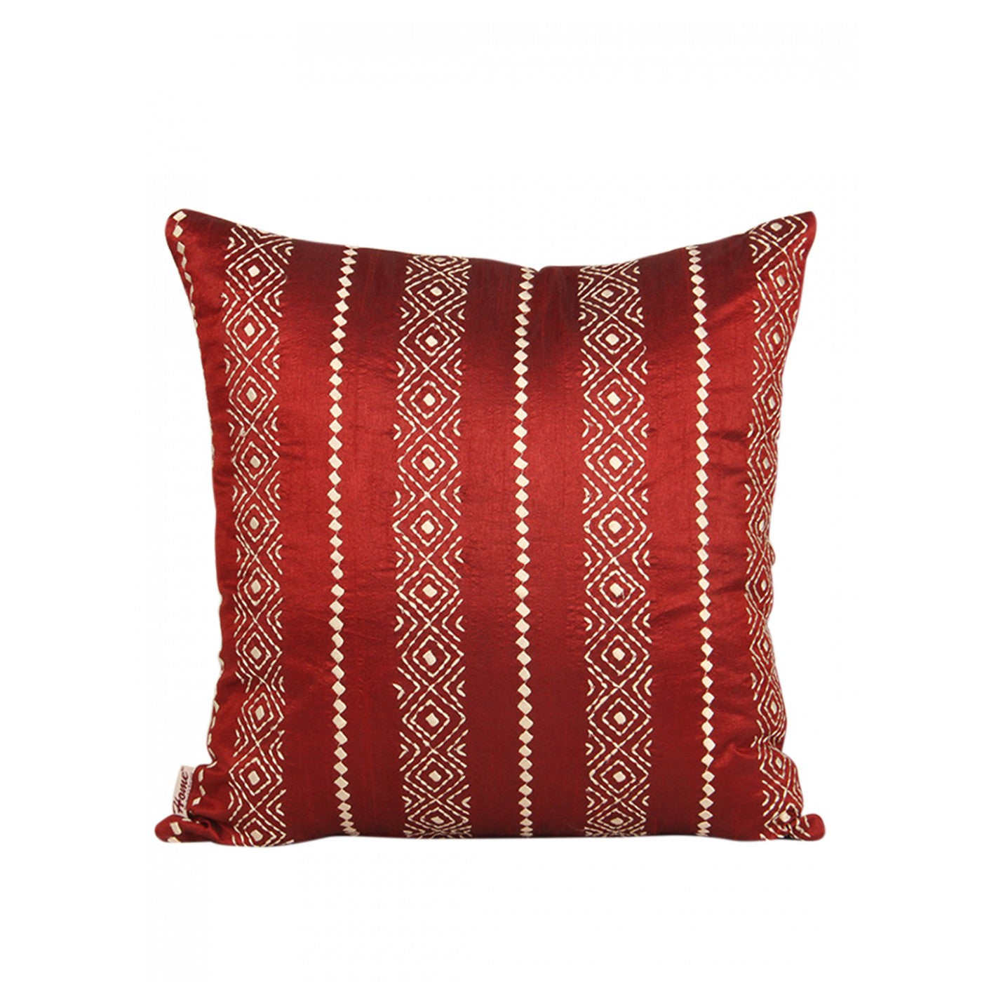 Festive Elegance: 18x18 Inch Maroon Embroidered Cushion Cover