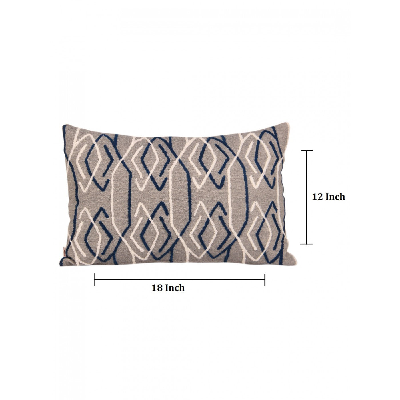 Chambray Elegance 12x18 Inch Cushion Cover Adorned with Aari Embroidery