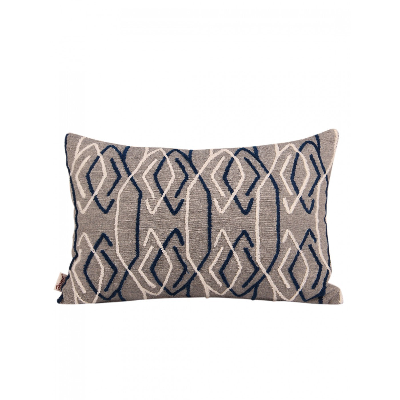 Chambray Elegance 12x18 Inch Cushion Cover Adorned with Aari Embroidery