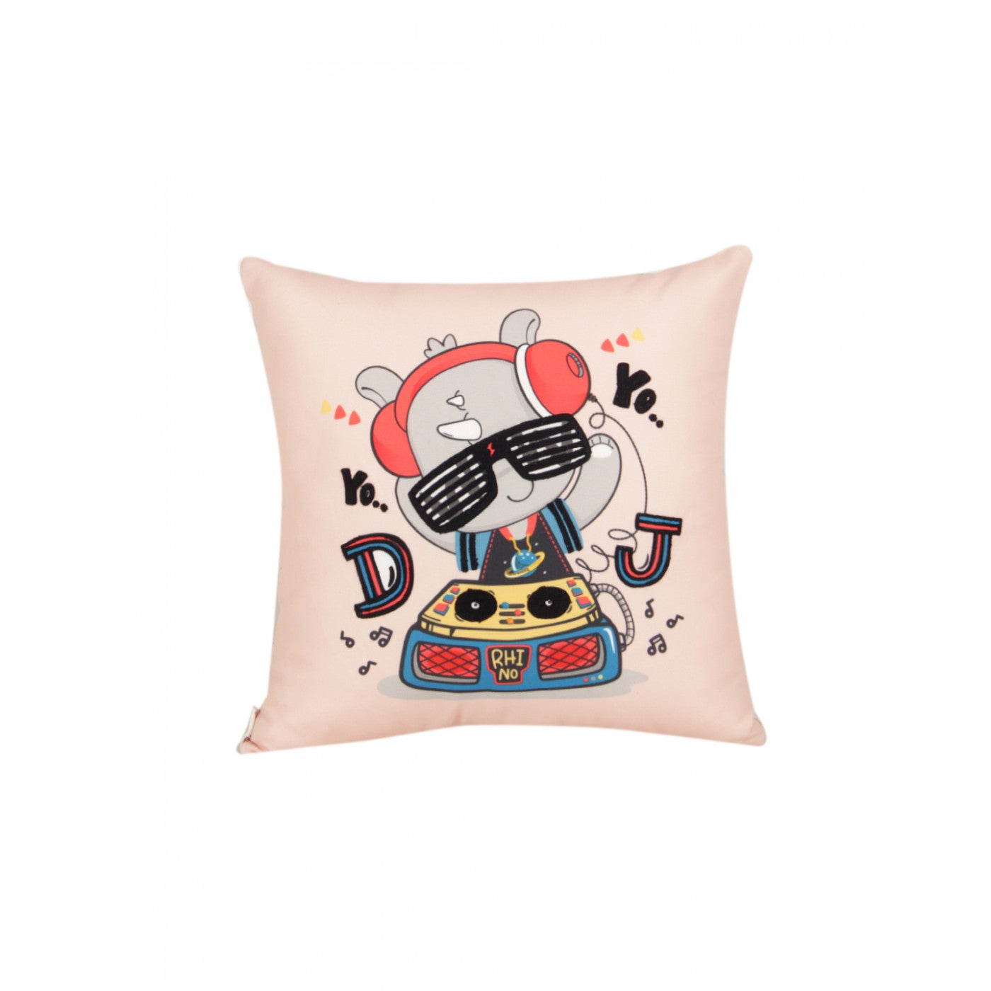 Light Peach Music Theme Cushion Cover 16x16 Inch