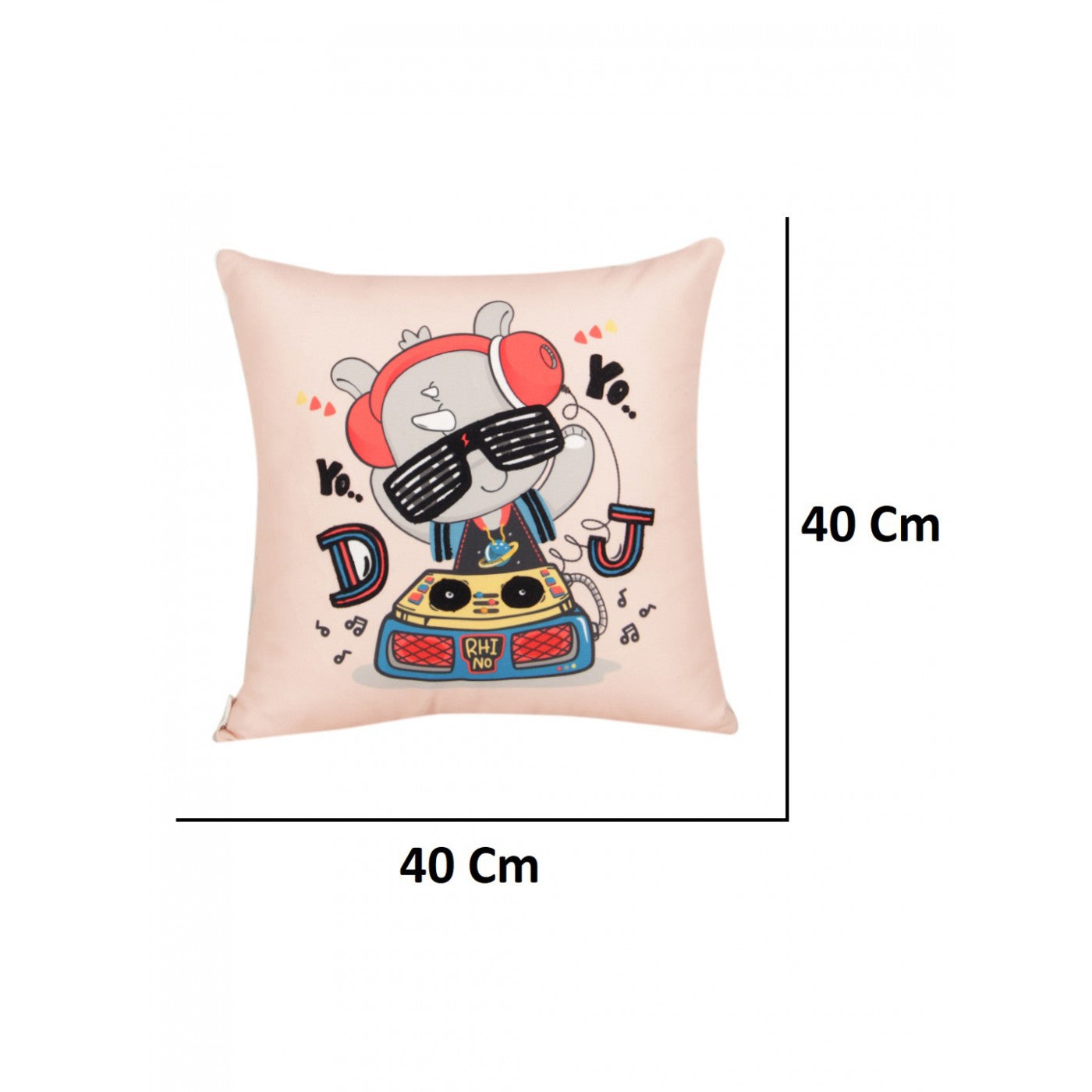 Light Peach Music Theme Cushion Cover 16x16 Inch