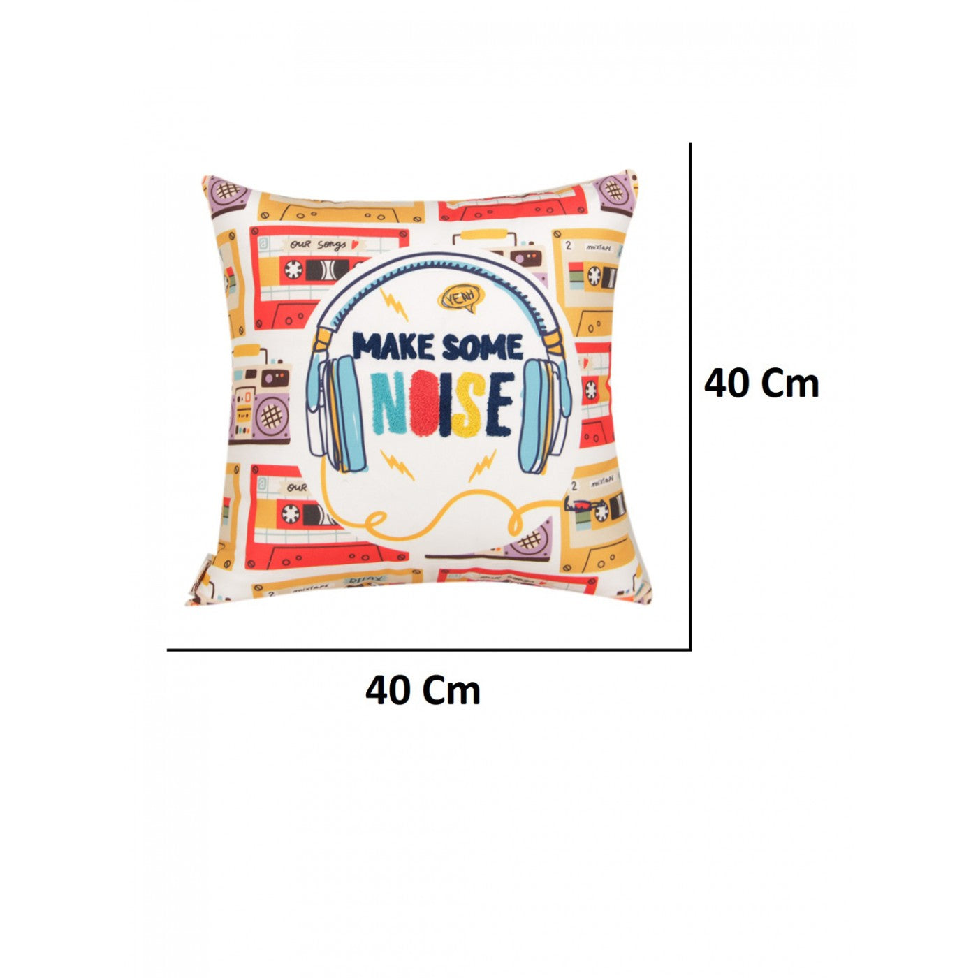 Melodic Harmony: 16x16 Inch Music-Themed Printed & Embroidered Cushion Covers