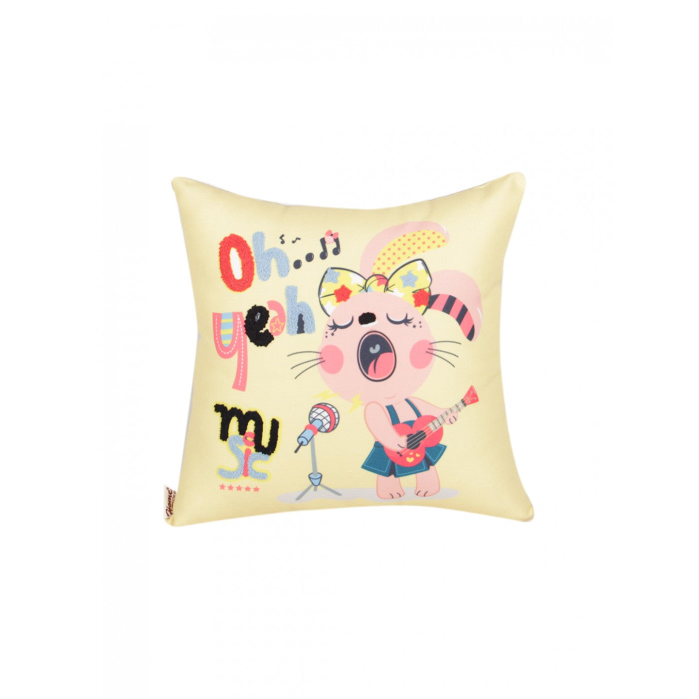 Oh Yeah! Vibrant Music-Themed Cushion Cover