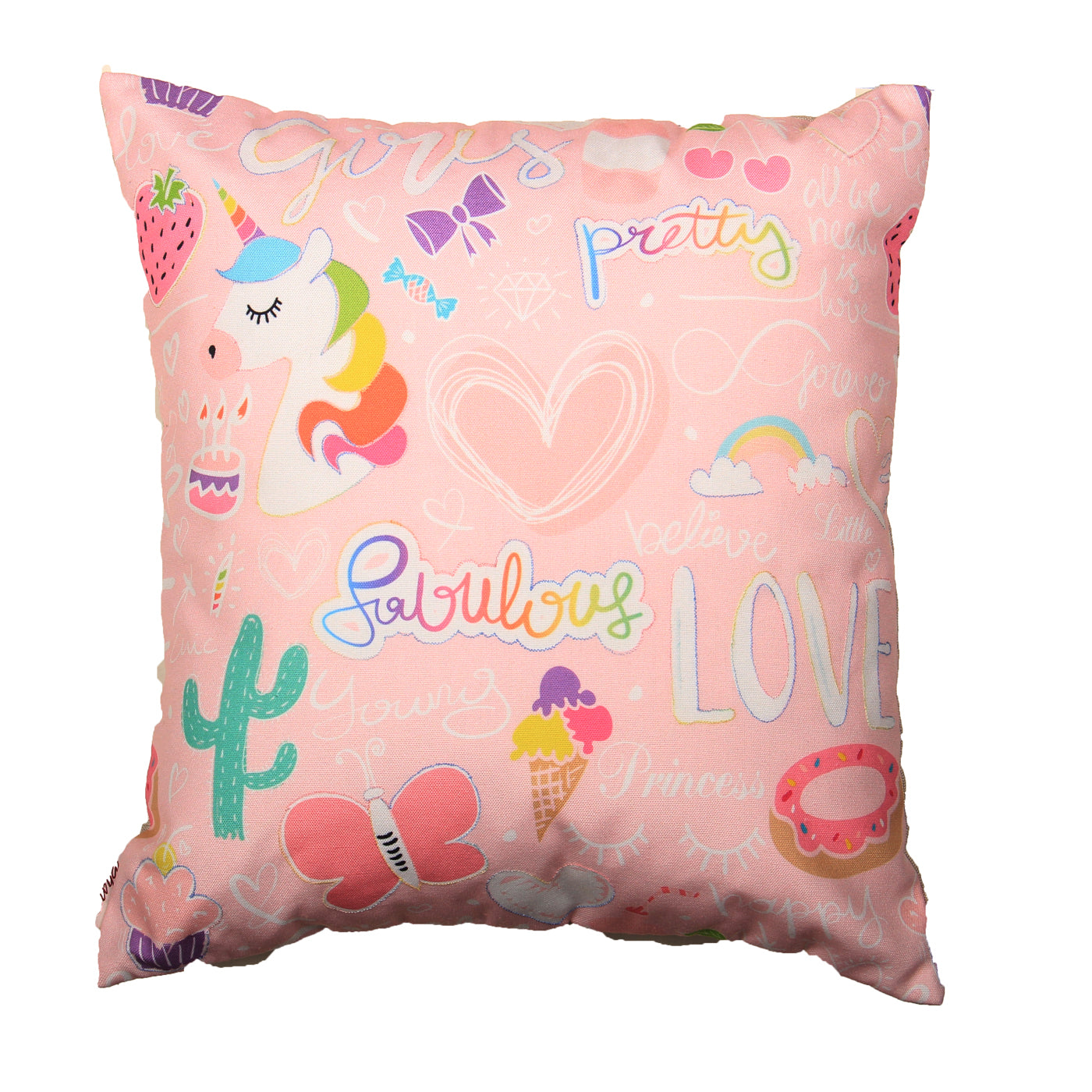 Blossom Bliss 16x16 Inch Light Pink Digital Printed Polyduck Cushion Cover