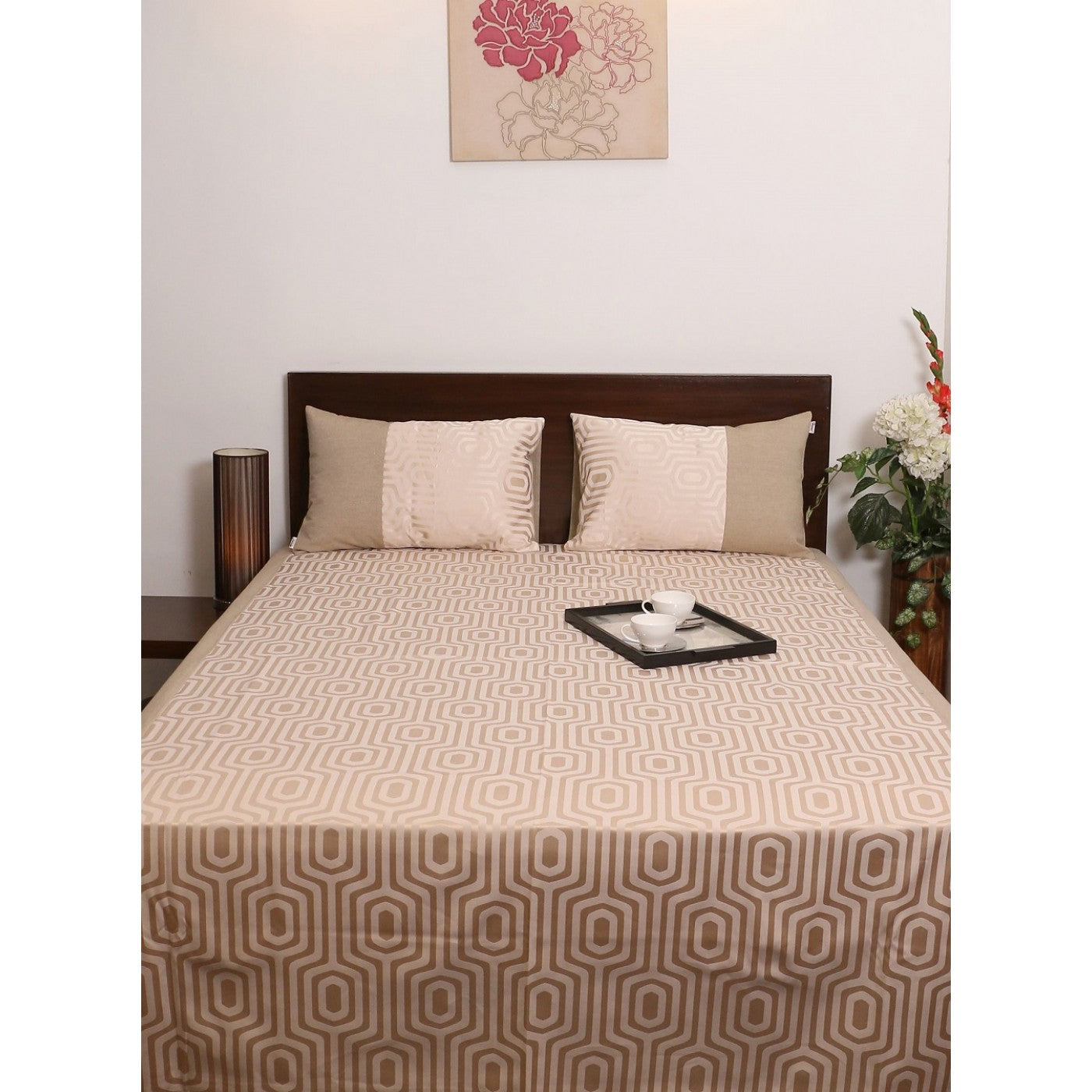 Elegant Hexa Jacquard Bed Cover Set with Matching Pillow Covers