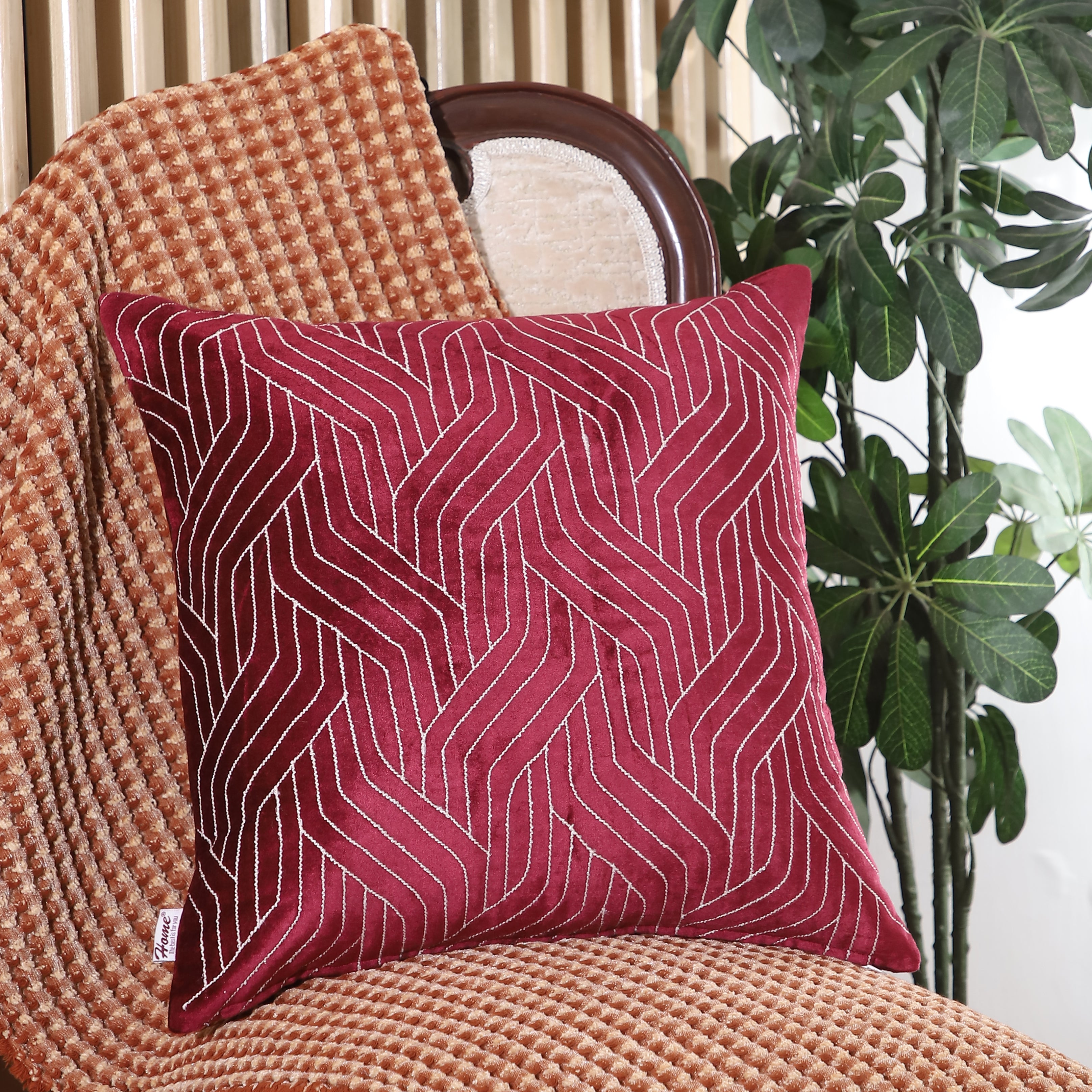 Petal Bliss Interlace Stripes Design 18x18 Inch Cushion Cover