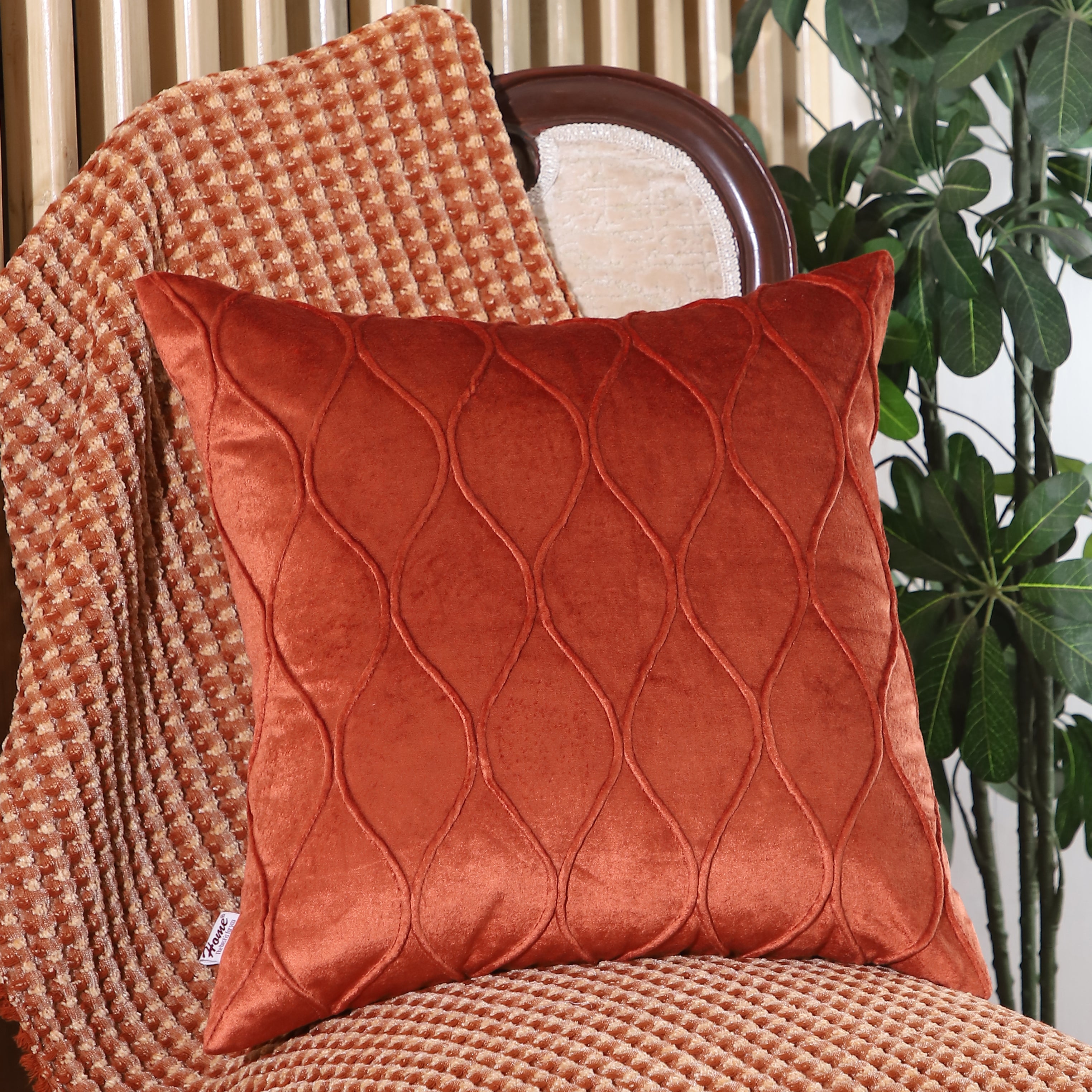 Rustic Luxe Embossed Diamond Pattern 16x16 Inch Cushion Cover