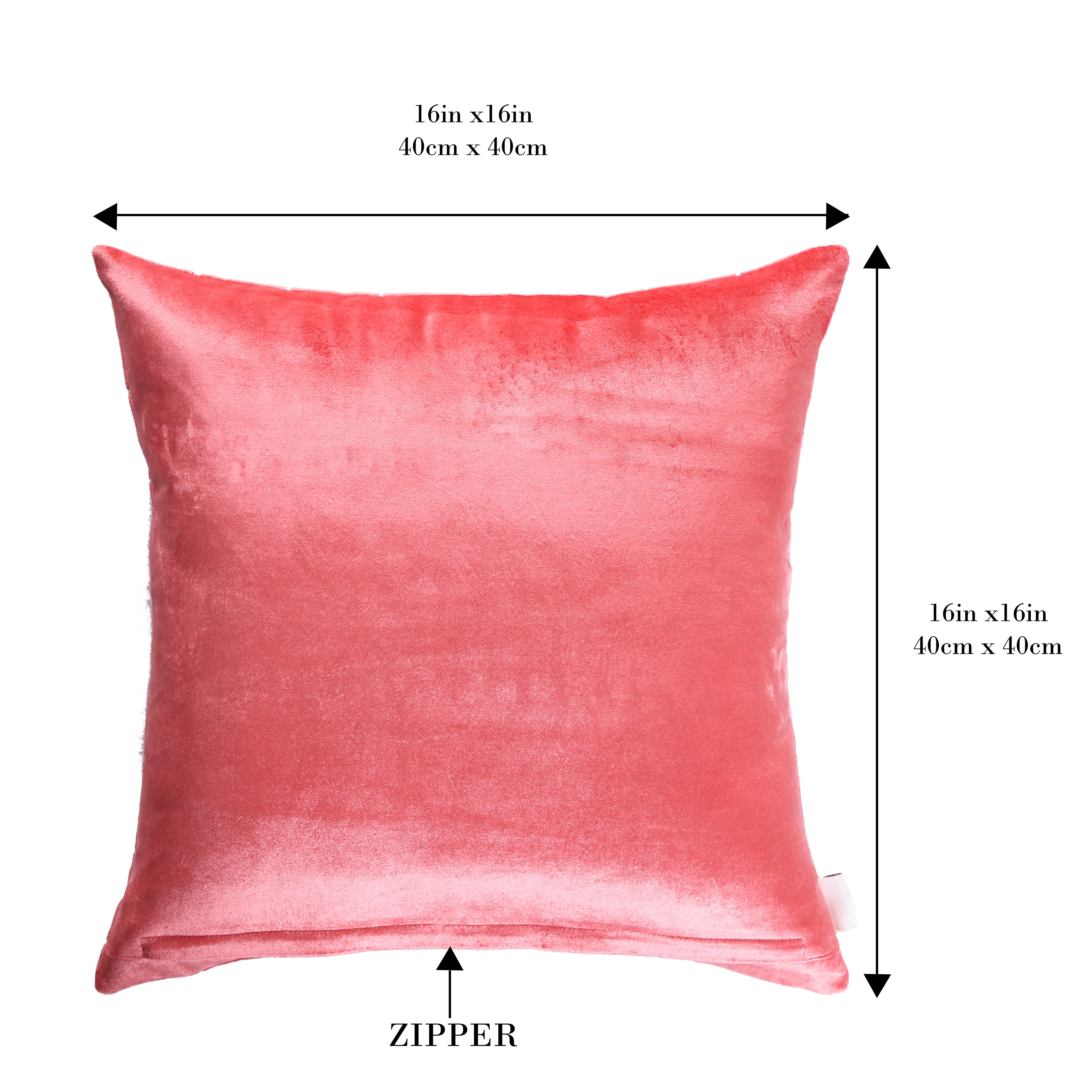 Glam Check Pink Peach Velvet Cushion Cover