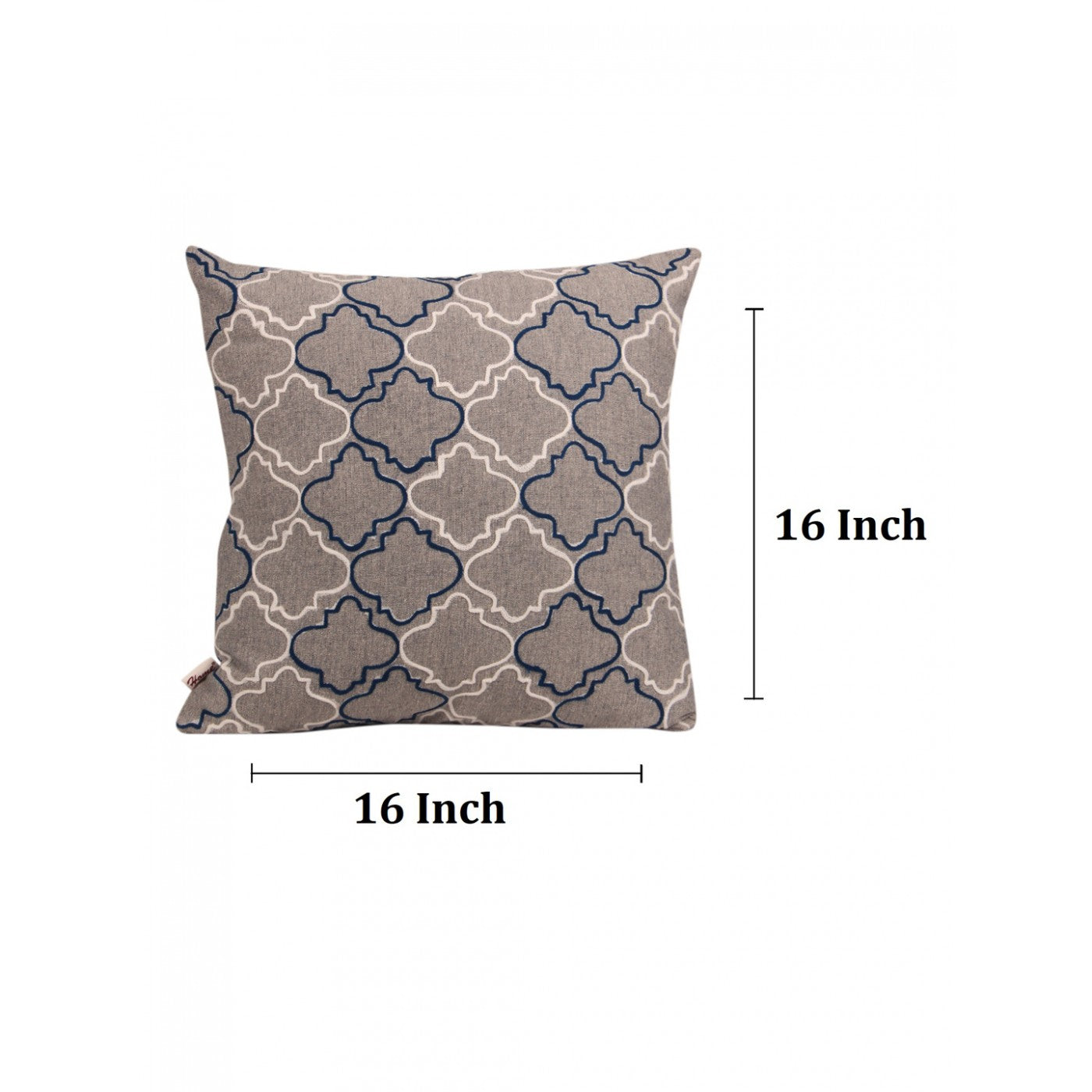 Timeless Threads 16x16 Inch Cotton Cushion Cover with Aari Embroidery