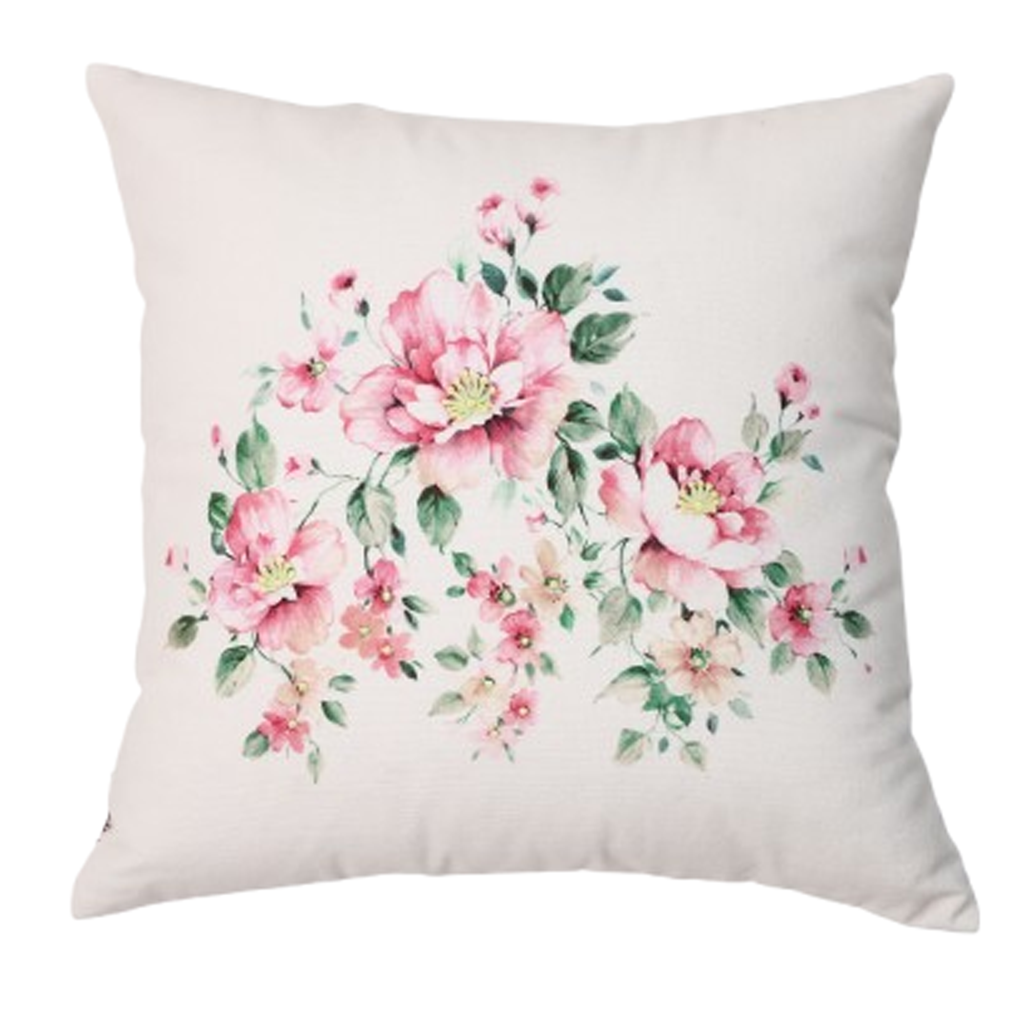 Cotton Floral Printed French Knotted Cushion Cover 16x16 Inch