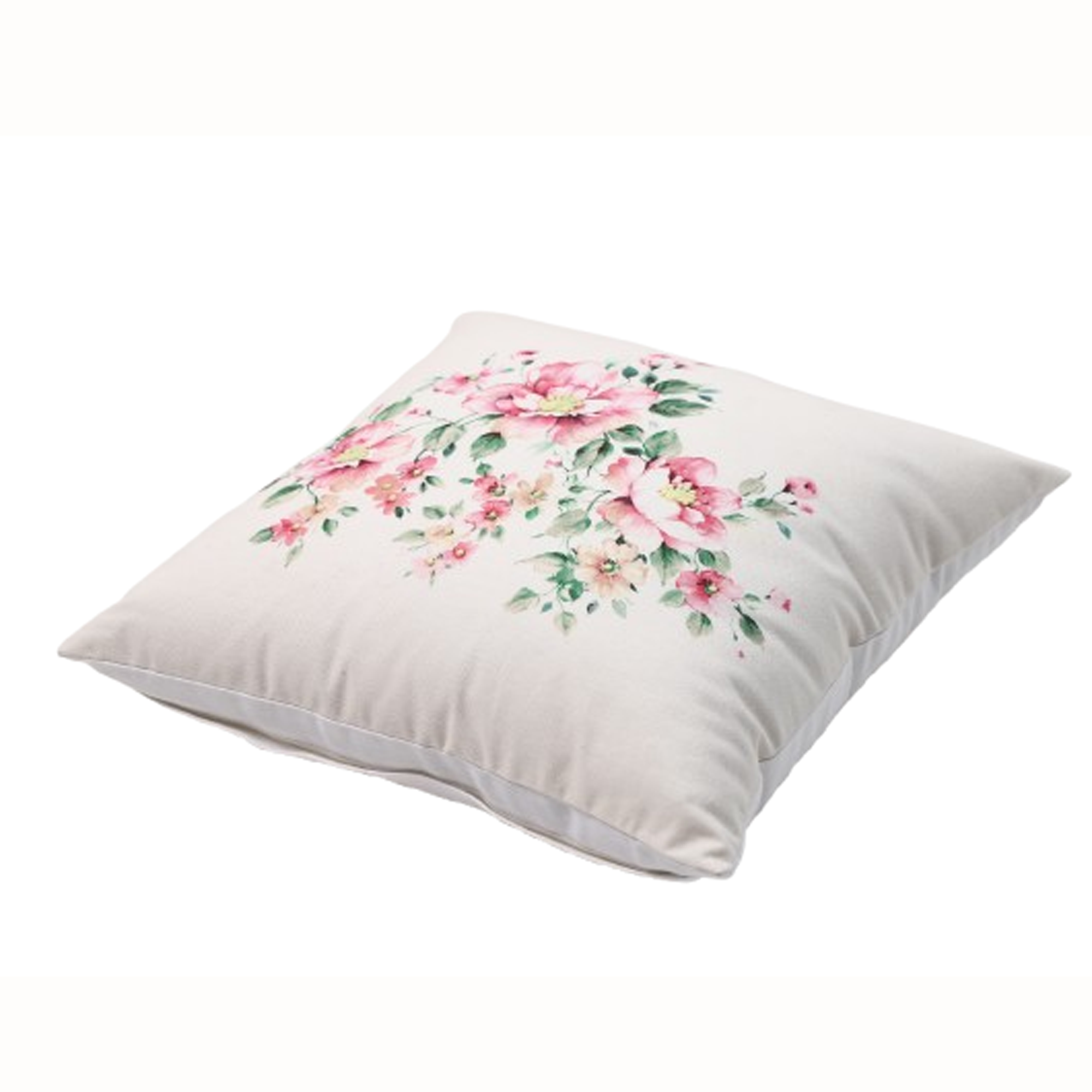 Cotton Floral Printed French Knotted Cushion Cover 16x16 Inch