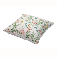 Cotton Floral Printed Hand Knotted 18x18 Inch Cushion Cover