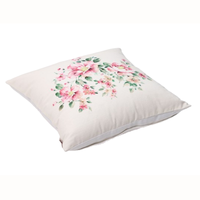 Cotton Floral Printed French Knotted Cushion Cover 16x16 Inch