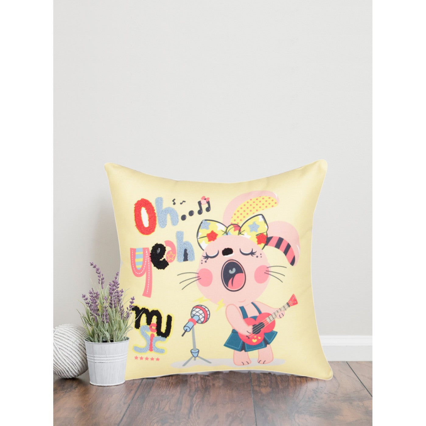 Oh Yeah! Vibrant Music-Themed Cushion Cover