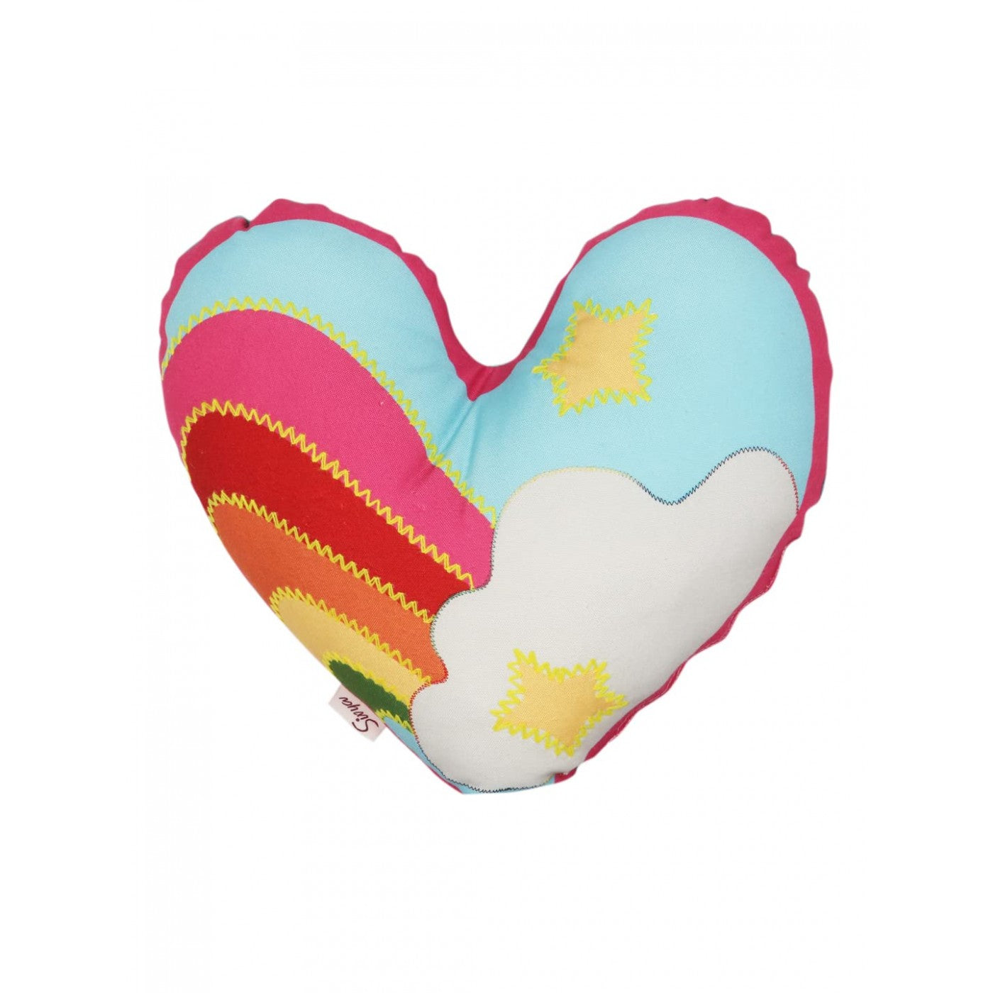 Radiant Love Printed Rainbow Heart Stuffed Cushion for kids
