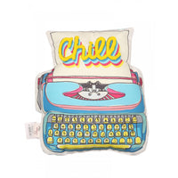 Vintage Vibes Printed Typewriter Theme Shape Cushion