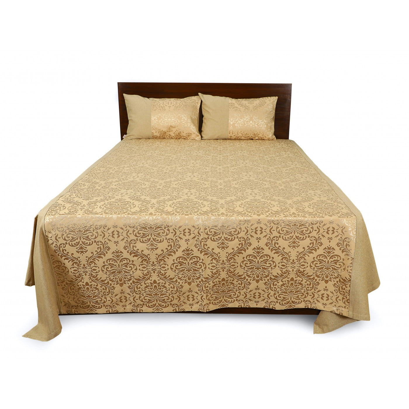 Elegance Damask Cotton Jacquard Bed Cover Set with Matching Pillow Covers