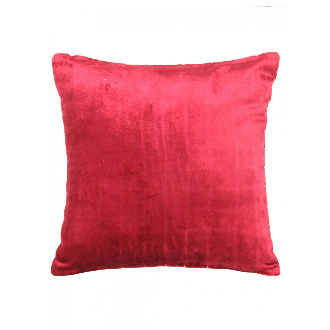 Regal Elegance: 12x12 Inch Royal Red Velvet Embroidered Cushion Cover