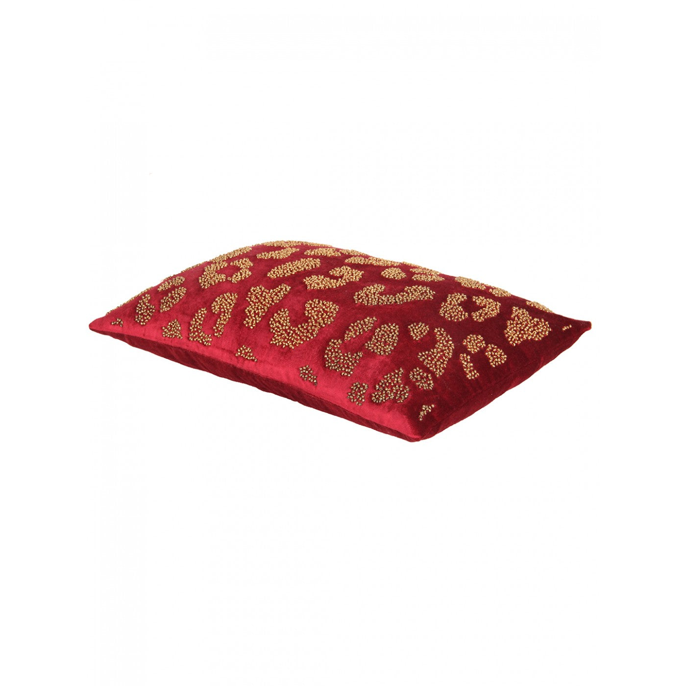Red Enchantment 12x18 Inch Velvet Embroidered Cushion Cover