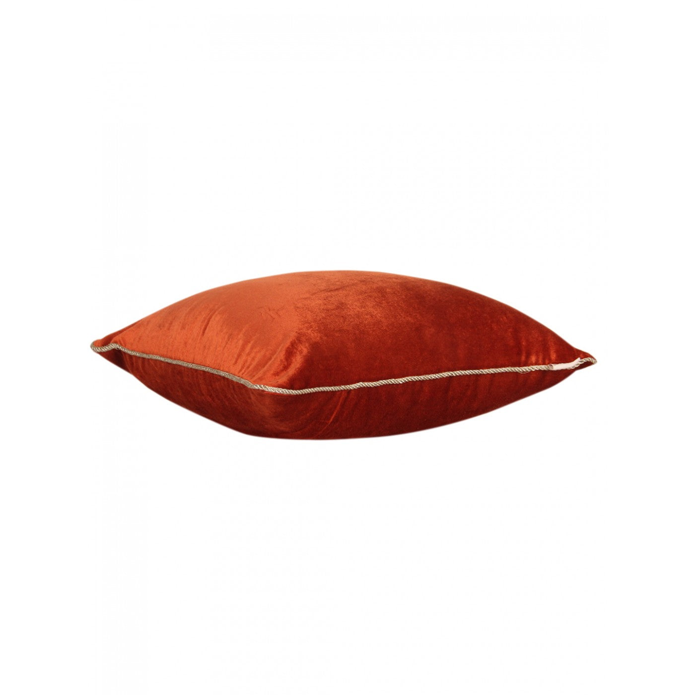 Sunset Glow: 16x16 Inch Orange Velvet Cushion Cover with Elegant Piping