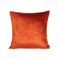 Orchard Mirage: 18x18 Inch Orange Embroidered Velvet Cushion Cover