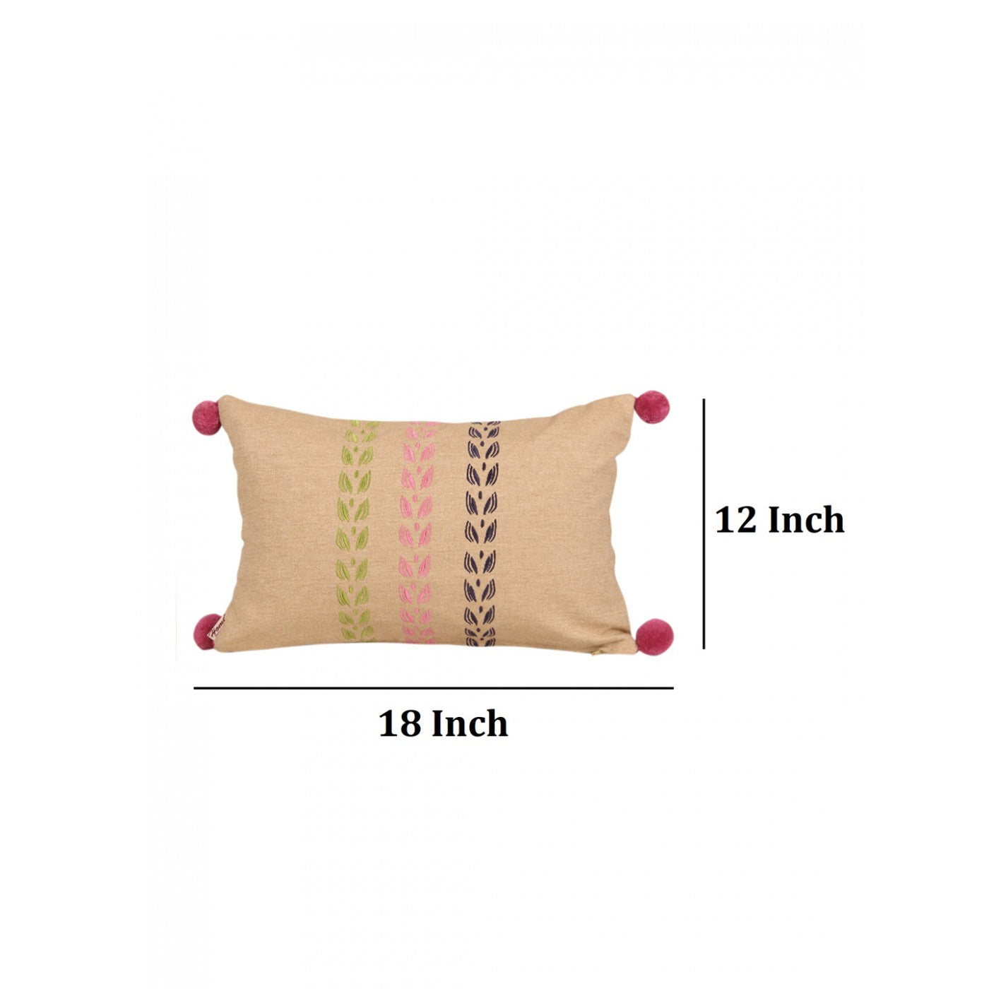 Chambray Charm 16x16 Inch Beige Embroidered Cushion Cover